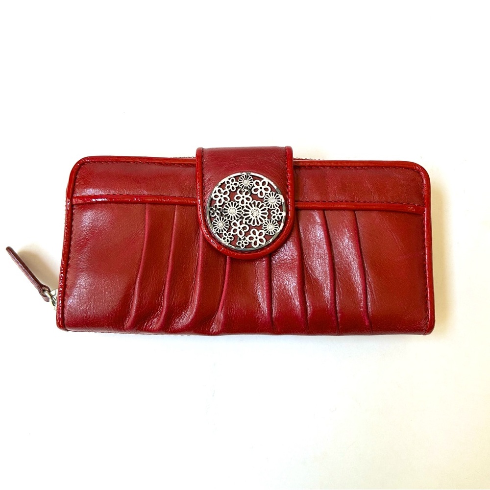 Brighton Leather Full Size Wallet Gently Used in Fabulous Deep Red.